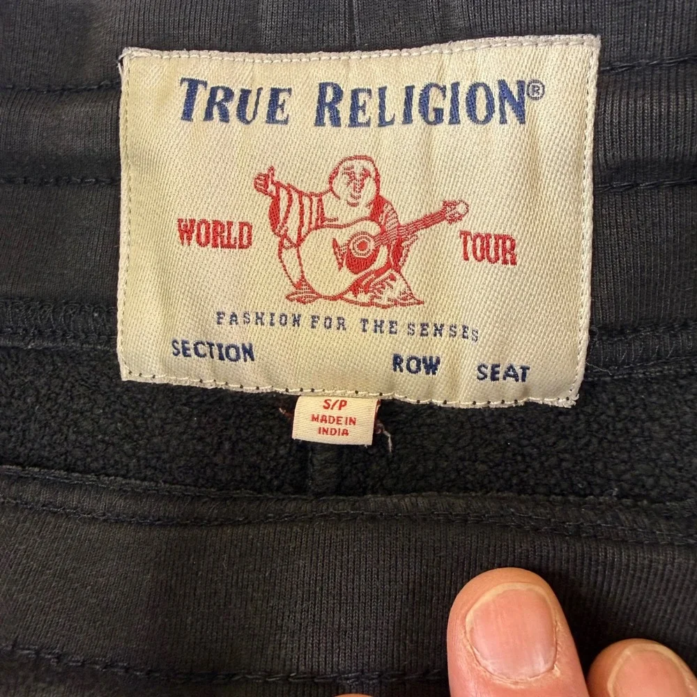 True Religion Mens S Brown Straight Leg Sweatpants Horseshoe Logo Joggers